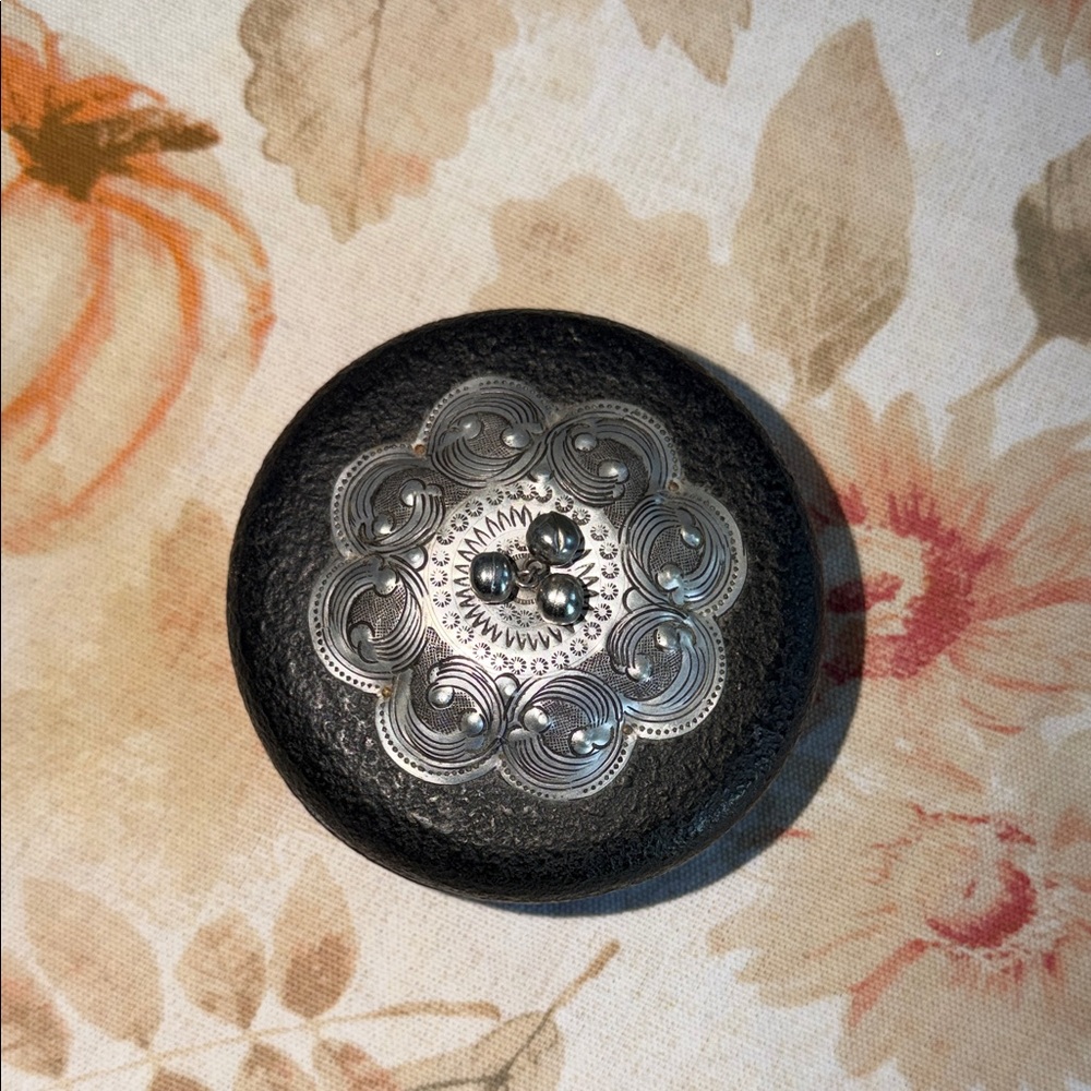 Intricate Black and Silver Jewelry Box